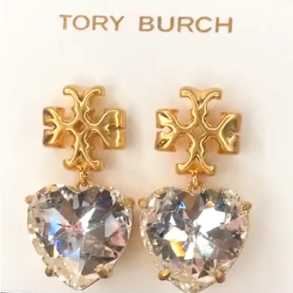 Tory Burch Jewelry - Tory Burch Crystal Kira Heart Drop Earrings